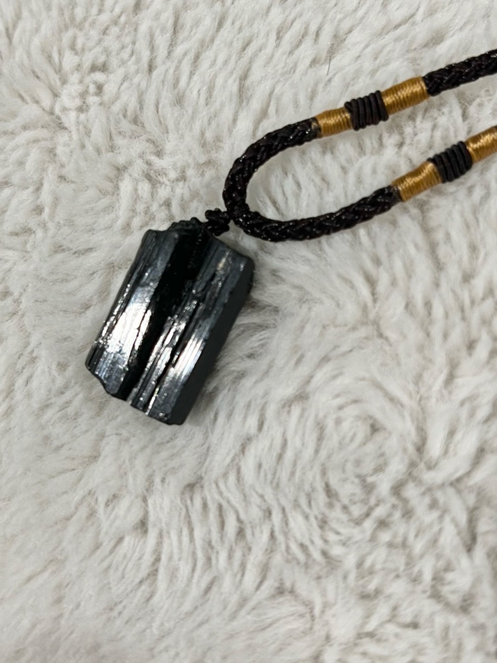 Black Tourmaline Necklace - Raw Crystal